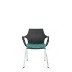 Black Perforated Back Chair With Integrated Arms, Upholstered Seat And Chrome 4 Leg Frame